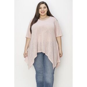 Blush Curvy Lovey Shark Bite Top 6x Very Soft V Neck